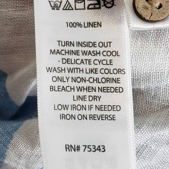 Cynthia Rowley Tunic Shirt Popover Womens 2X White Linen Button LS Tropical - Picture 8 of 9